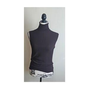 Hanky Panky Chocolate Brown Sleeveless Ribbed Turtleneck, Sz L